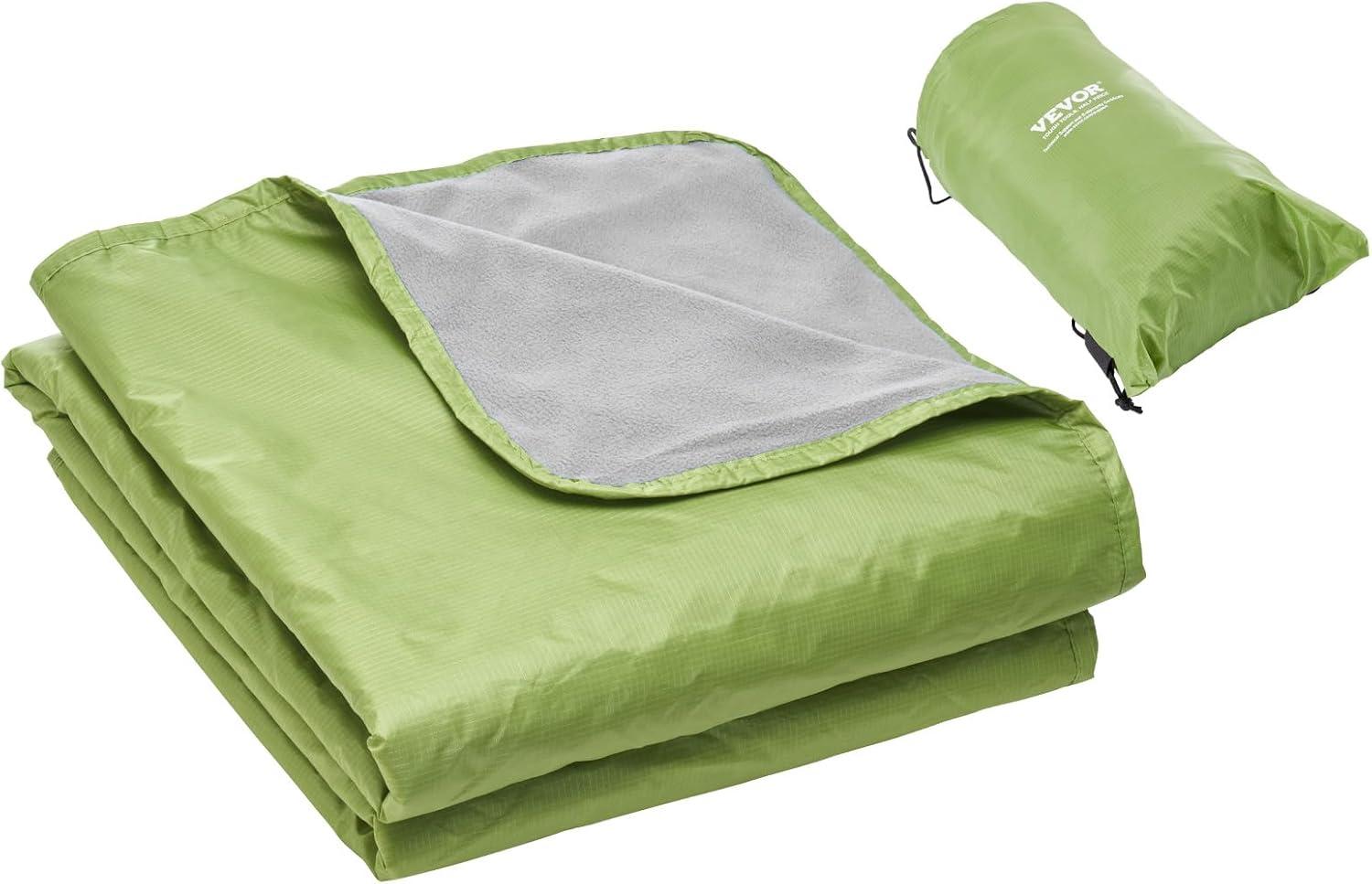 VEVOR Camping Blanket, Large Warm Wearable Stadium Blanket, Waterproof & Windproof, Polyester Fleece, Flame Retardant, 79" x 59", Army Green