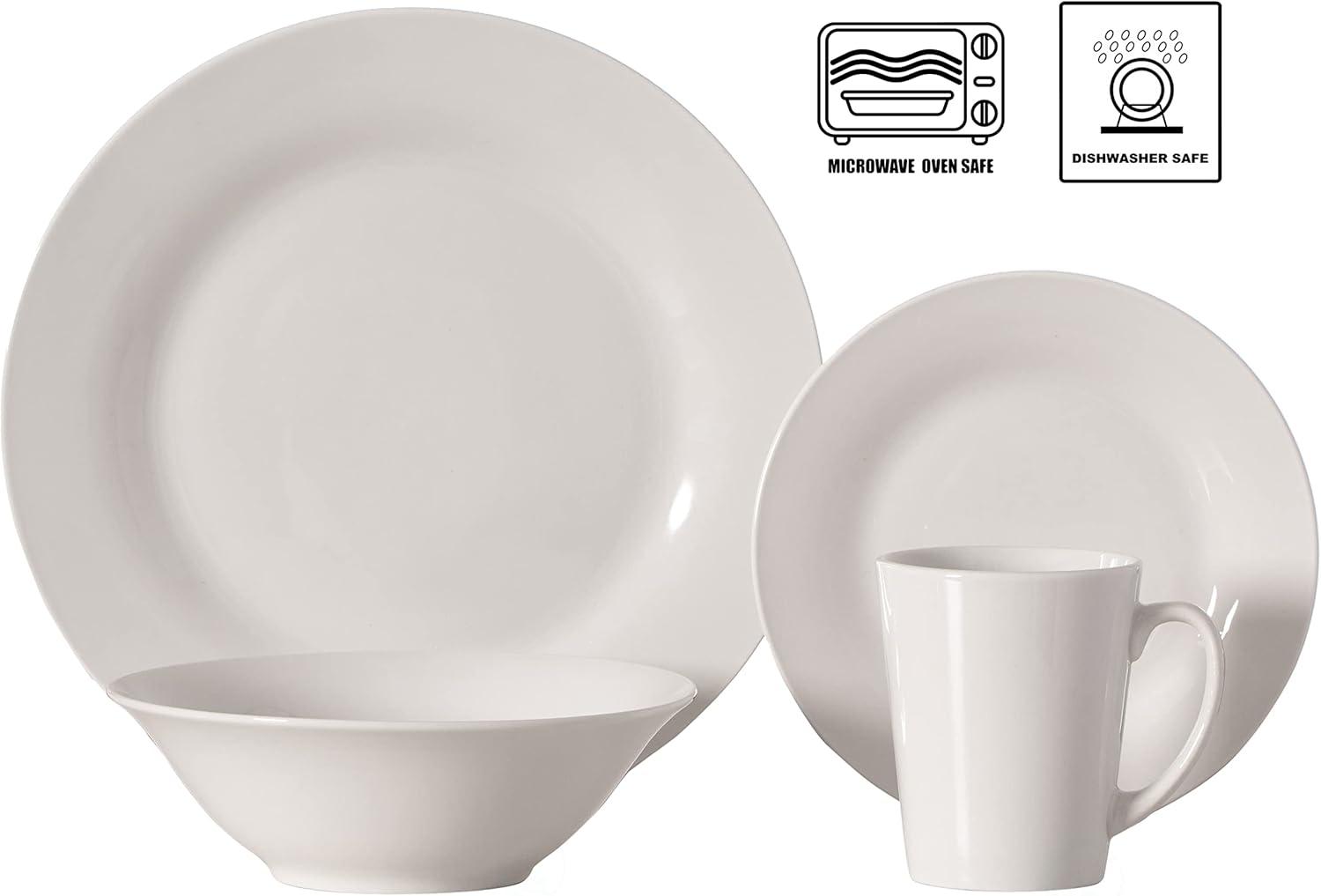 Dinewares Spin Wash Dinnerware Dish Set | Mugs, Salad and Dinner Plates and Bowls Sets, High Quality Dishes with Highly Chip and Crack Resistant, Dishwasher and Microwave Safe