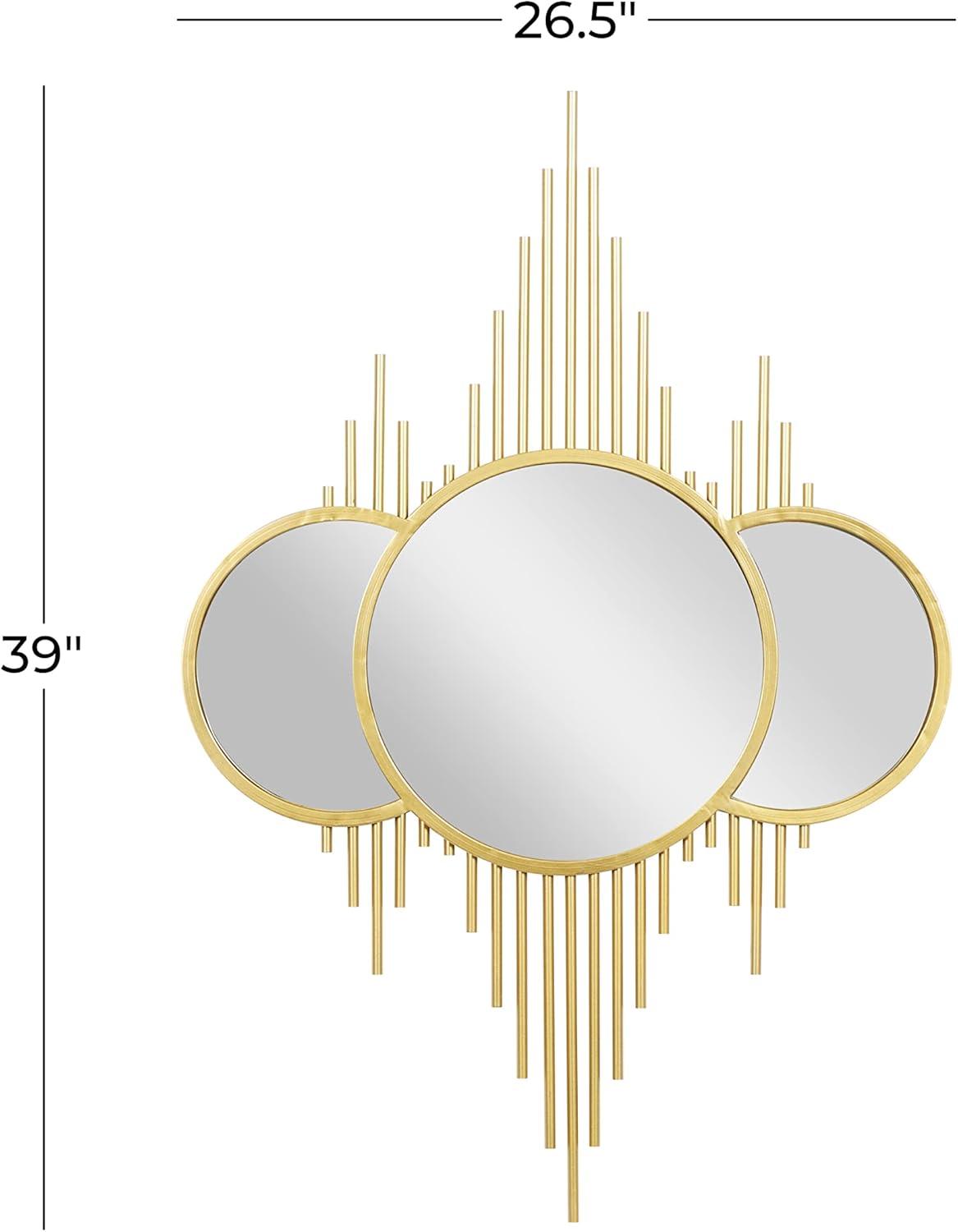 CosmoLiving by Cosmopolitan 3 Overlapping Round Gold Metal, Glamorous and Contemporary Wall Mirror, 27"W x 39"H