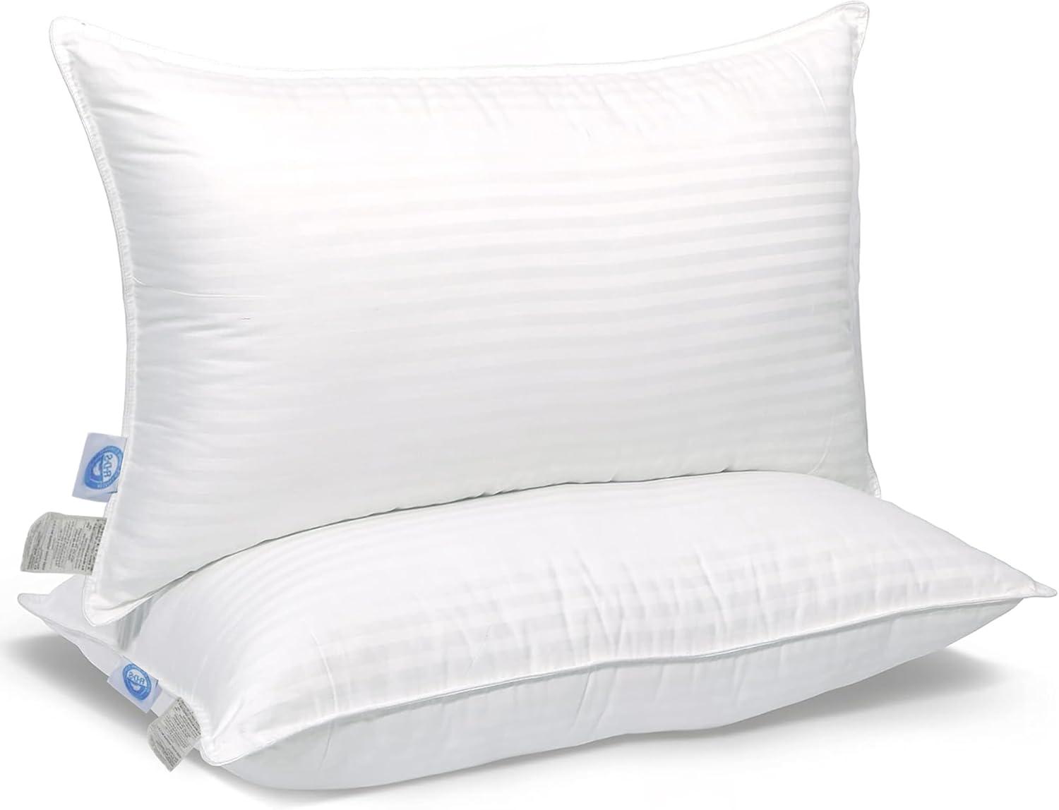 East Coast Bedding Cozy Dream Firm Goose Feather Down Pillow Support Queen Size Set of 2