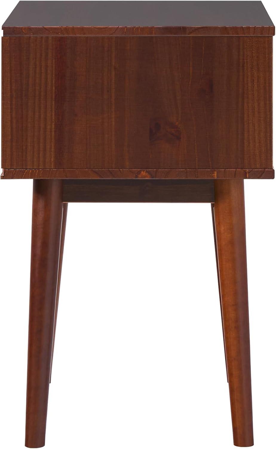 Walnut Solid Wood Mid-Century Modern 1-Drawer Nightstand