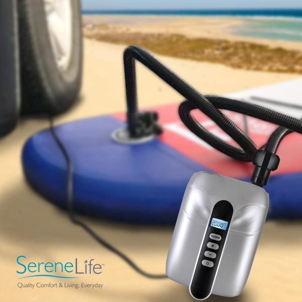 SereneLife High Pressure SUP Electric Air Pump - Silver & Black