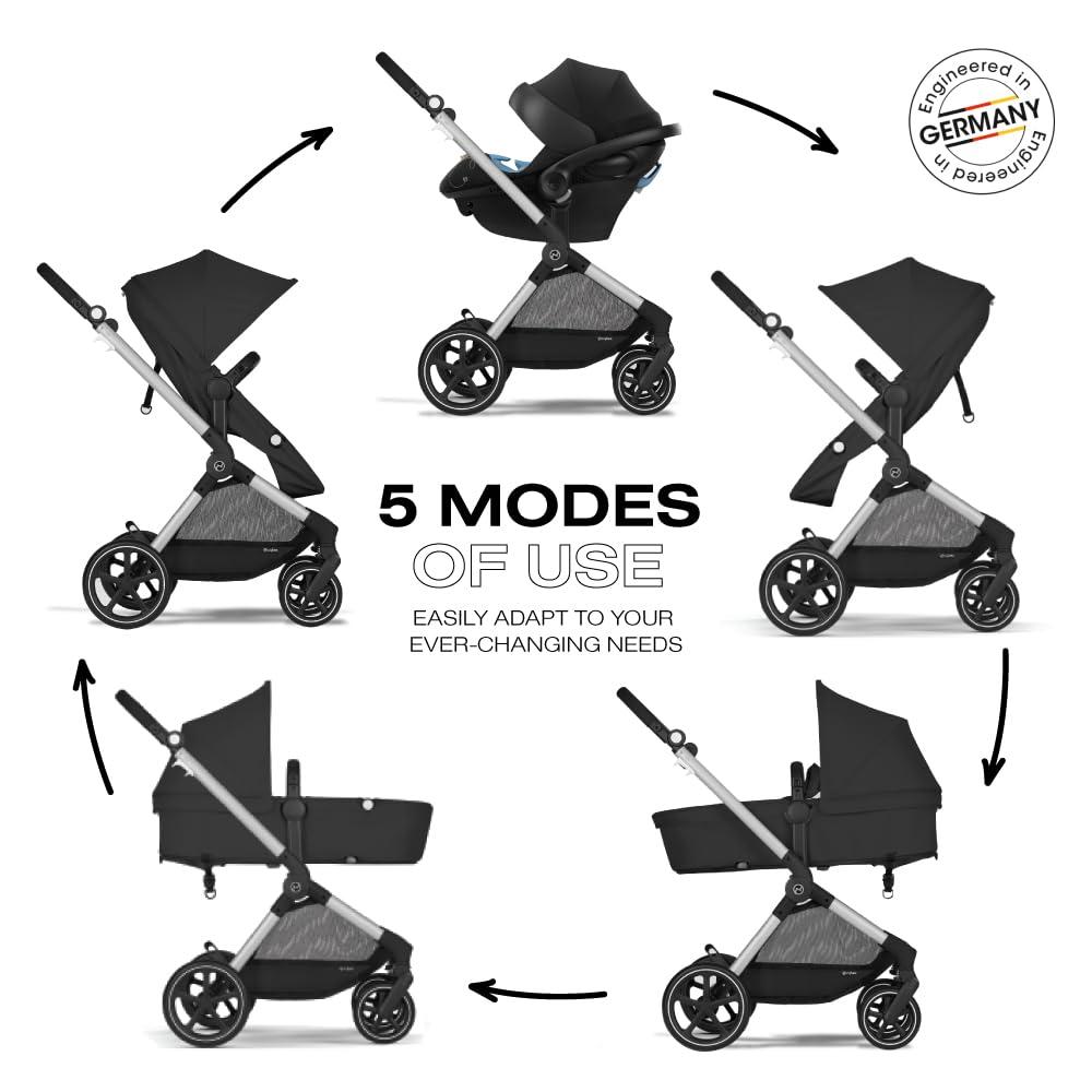 Silver Frame Moon Black All-Terrain Travel System Stroller