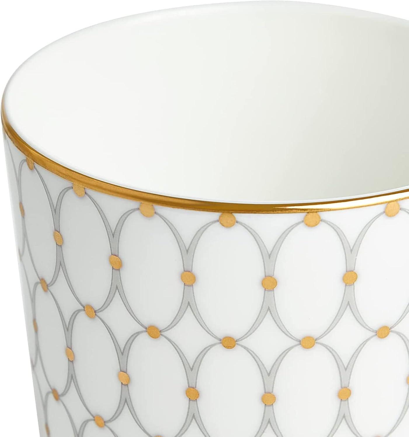 White Ceramic Mug with Gold Geometric Pattern