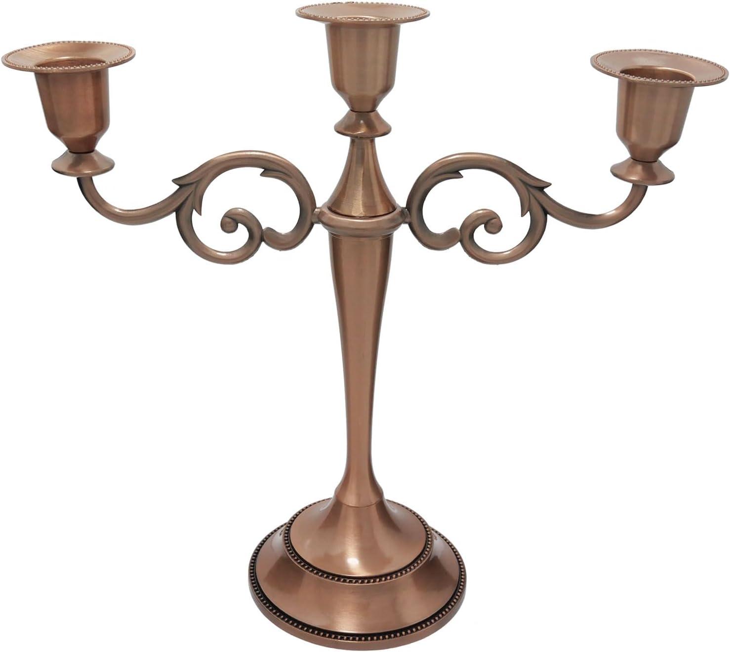 Copper 3-Candle Metal Tabletop Candelabra