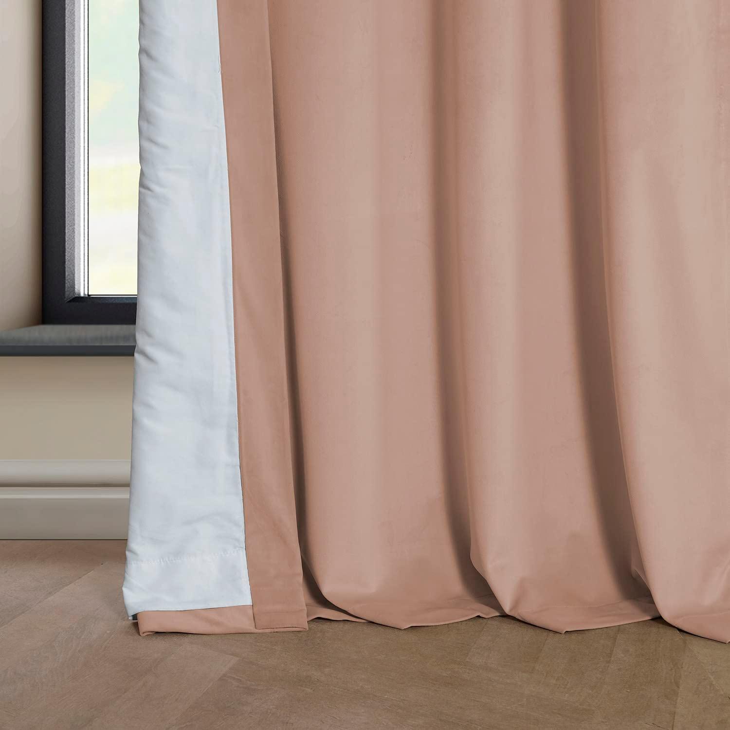 HPD Half Price Drapes Heritage Plush Velvet Curtains 108 Inches Long Room Darkening Curtains for Bedroom & Living Room 50W x 108L, (1 Panel), Peach Blossom