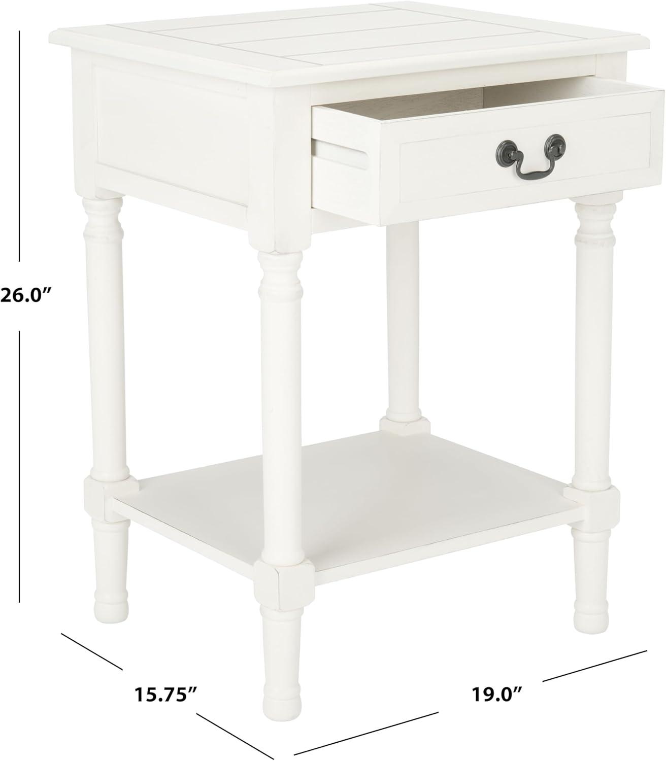 Whitney 1 Drawer Accent Table - Distressed White - Safavieh.