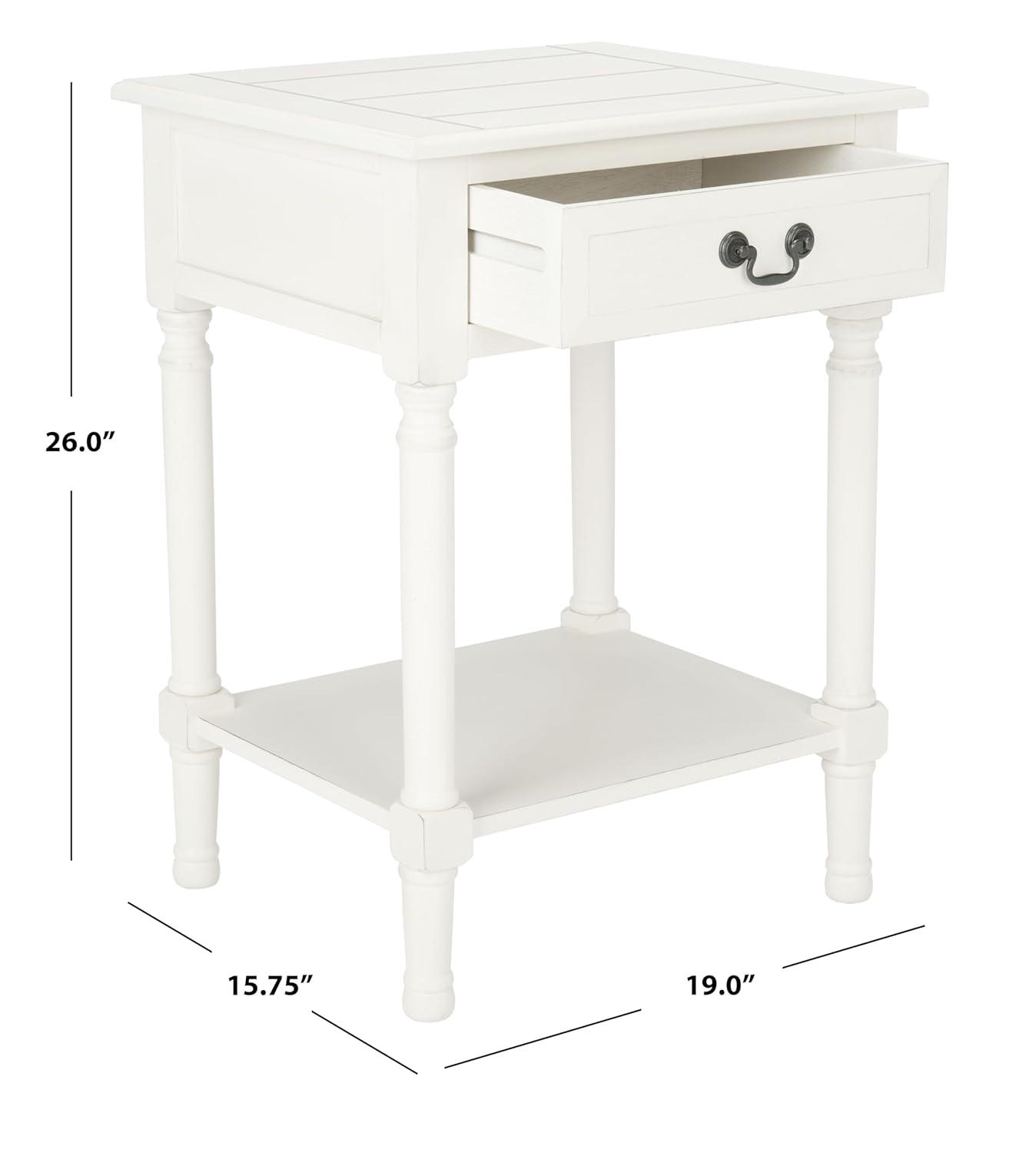 Whitney 1 Drawer Accent Table - Distressed White - Safavieh.