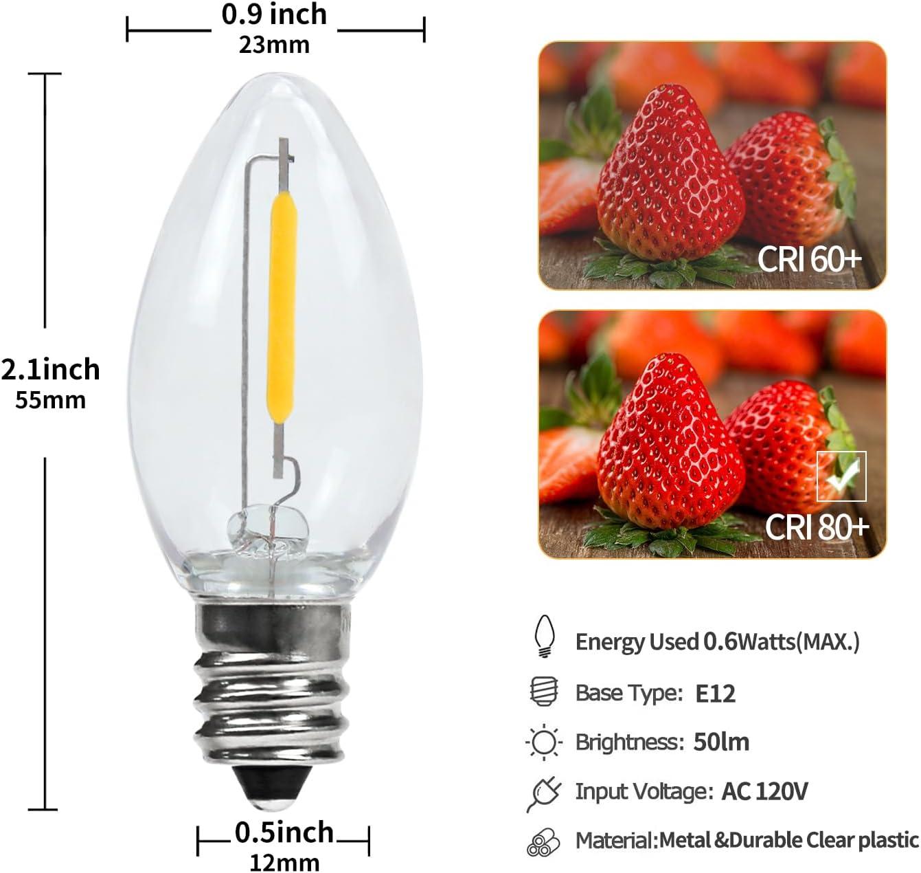 Warm White C7 LED Bulb with White Cord Set