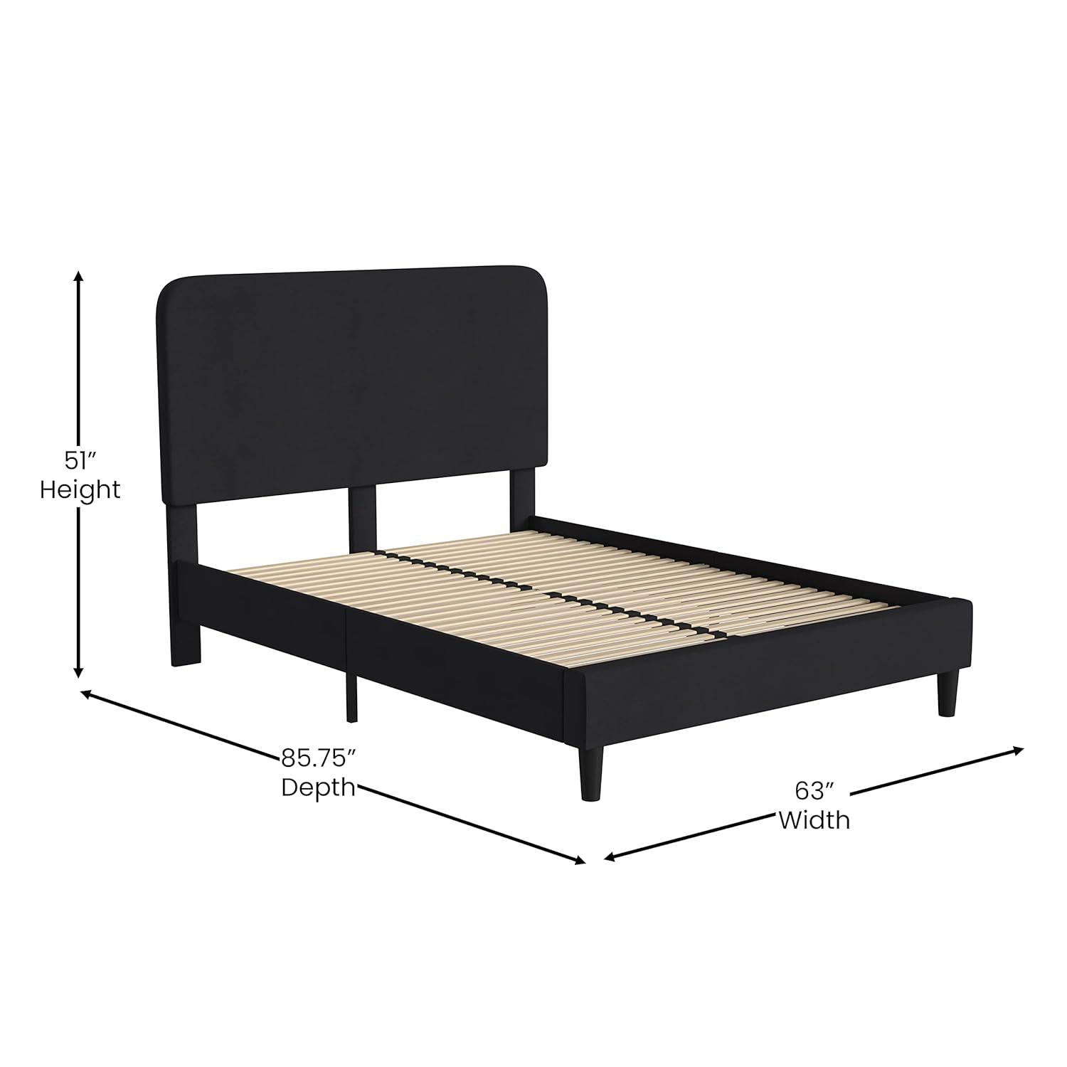 Flash Furniture Addison Fabric Queen Platform Bed with Headboard in Charcoal