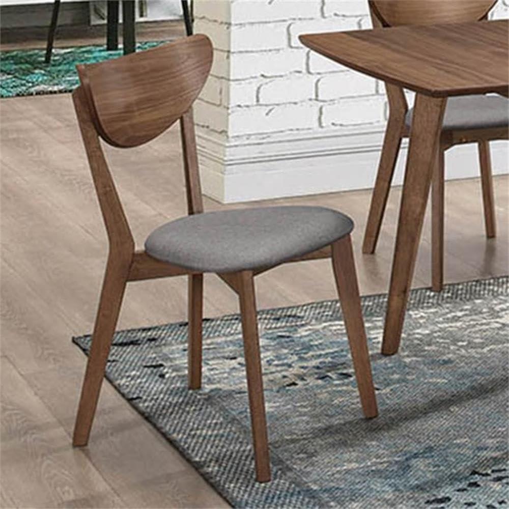 Alfredo Upholstered Dining Chairs Grey and Natural Walnut (Set of 2)