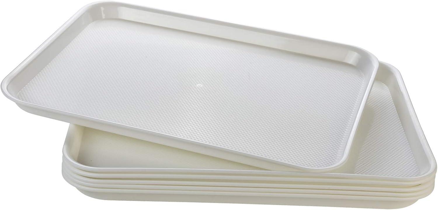 White Plastic Fast Food Serving Trays Set of 6