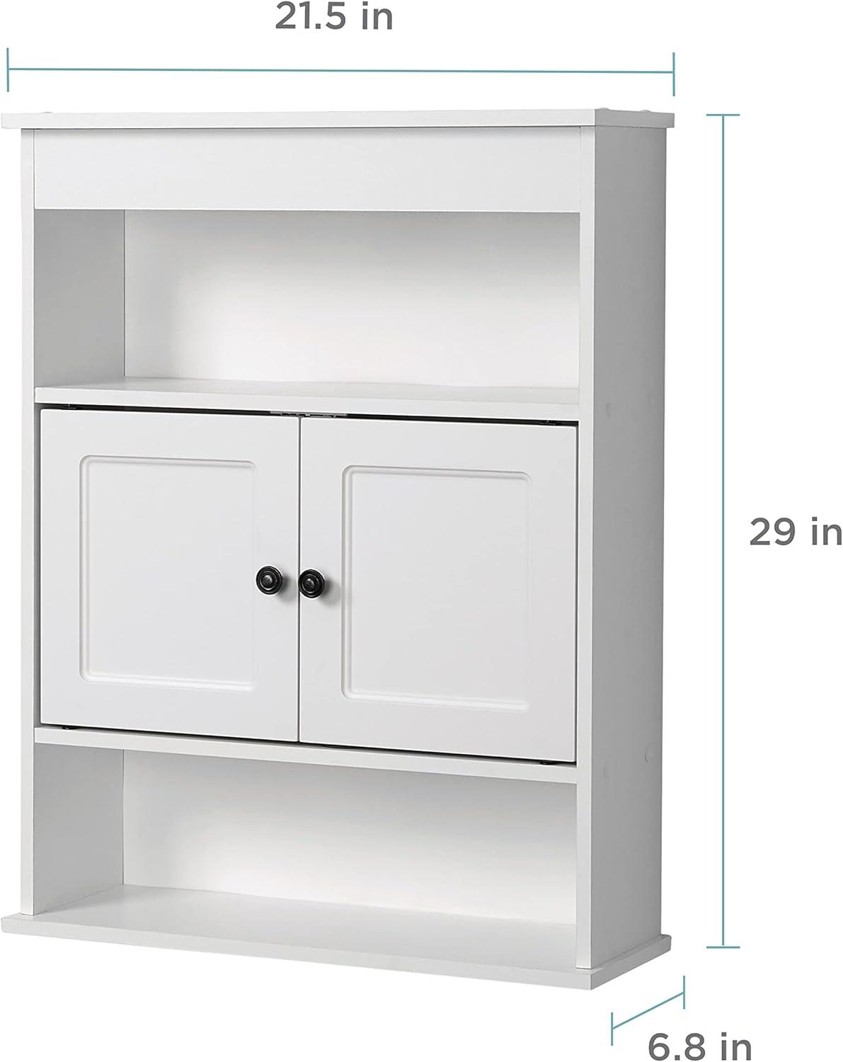 Zenna Home Engineered Wood Bathroom Wall Cabinet with 3 Shelves, White