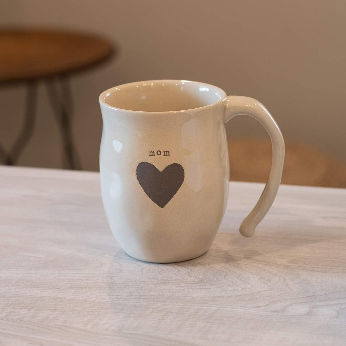 Cream Ceramic Mom Heart Coffee Mug, 16 oz