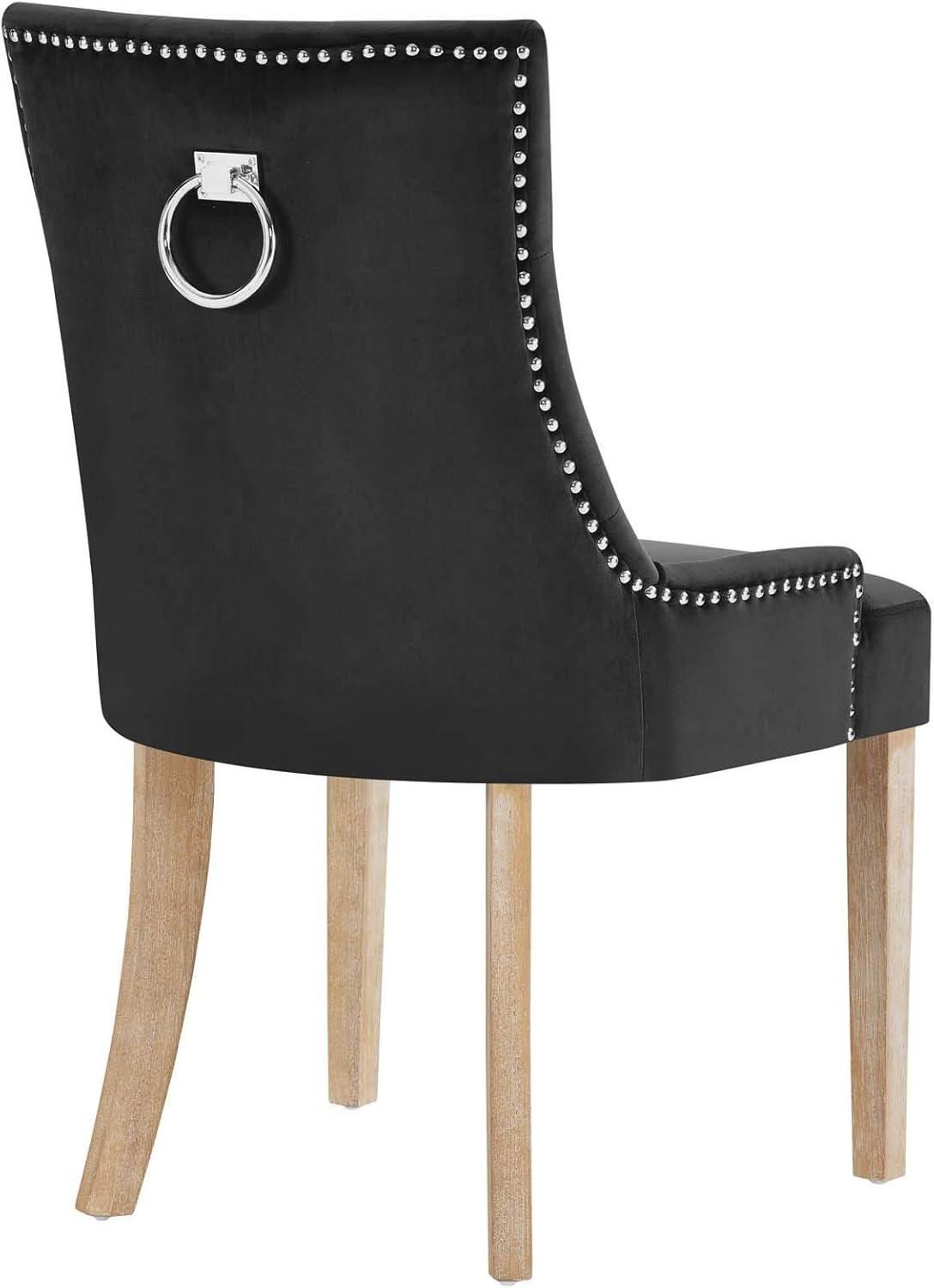 Modway Pose Tufted Performance Velvet Upholstered Dining Chair with Nailhead Trim in Black