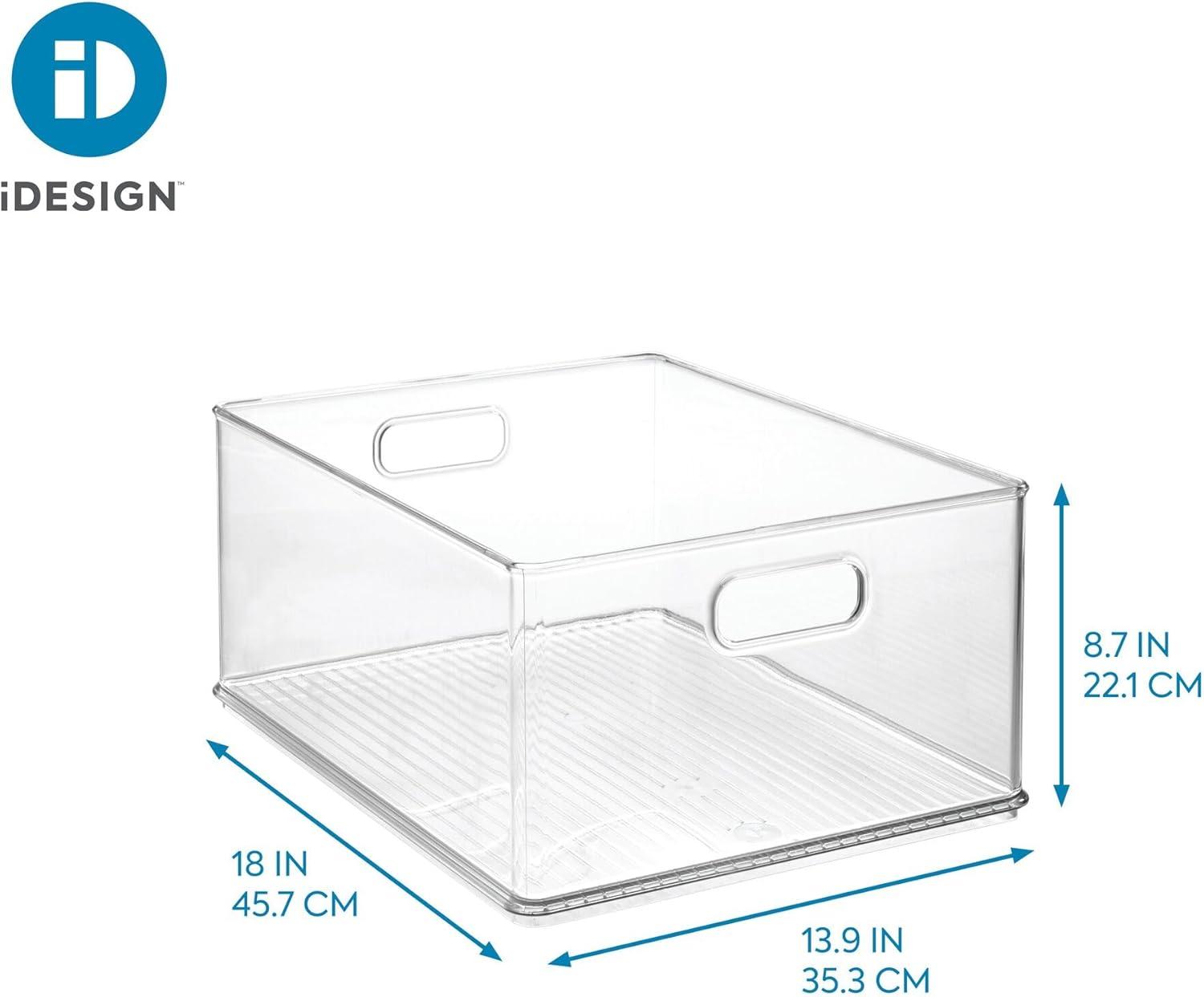 Clear Plastic Stackable Storage Bin with Handles, 18" x 13.91" x 8.7"