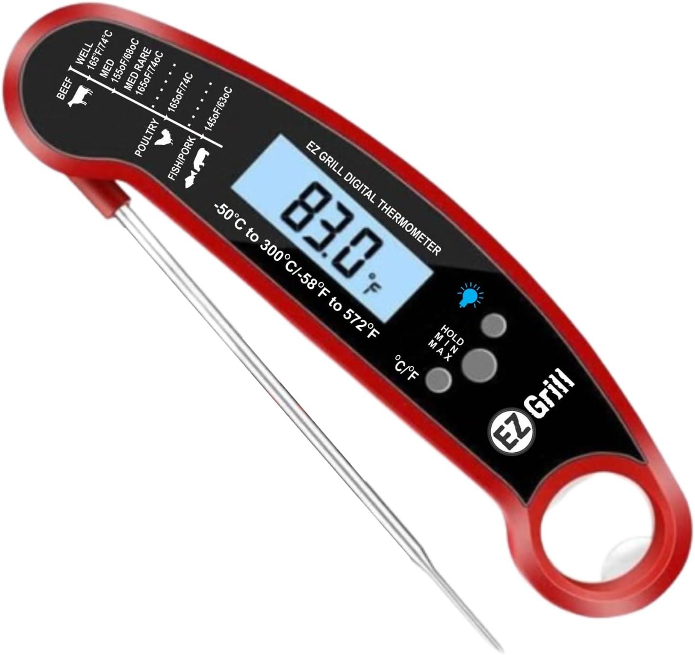 Red Digital Waterproof Instant Read Meat Thermometer