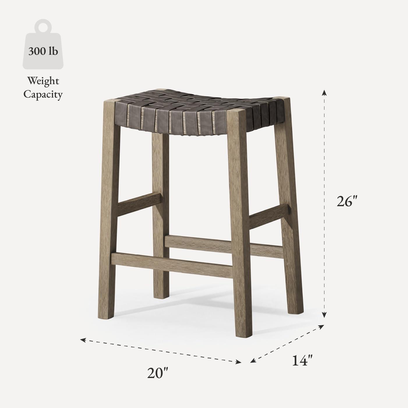 Maven Lane Emerson Kitchen Stool with Vegan Leather Upholstery