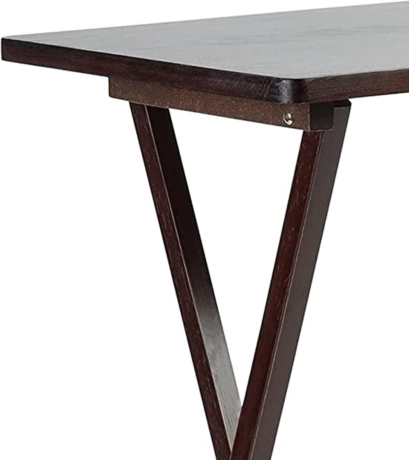 PJ Wood Solid and Sturdy Wood Construction Portable Folding TV Snack Tray Table Desk Serving Stand, Espresso Brown (4-Piece Set)