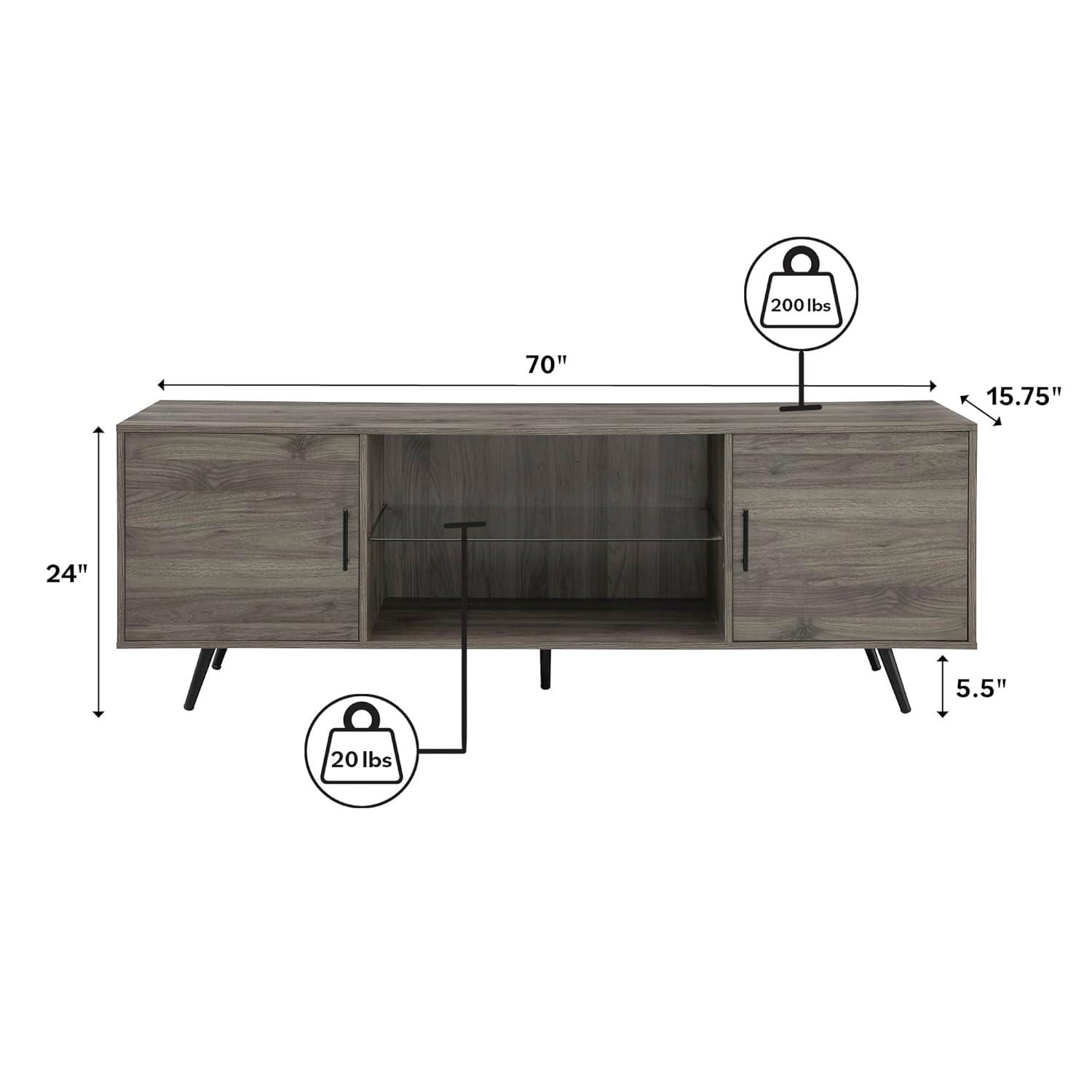 Walker Edison Thea Mid-Century Two-Door TV Stand for TVs up to 80", Slate