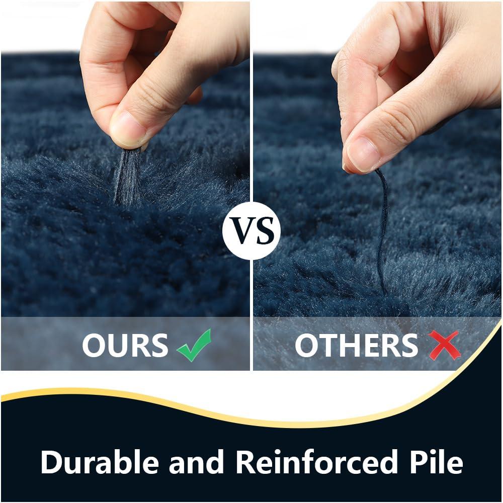 LOCHAS Ultra Soft Indoor Modern Area Rugs Fluffy Living Room Carpets for Children Bedroom Home Decor Nursery Rug 3x5 Feet, Navy