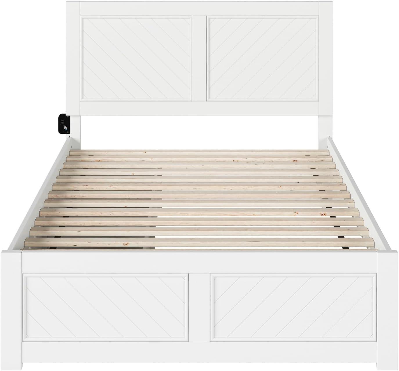 AFI Canyon White Solid Wood Platform Bed with Matching Footboard & Storage Drawers, Full