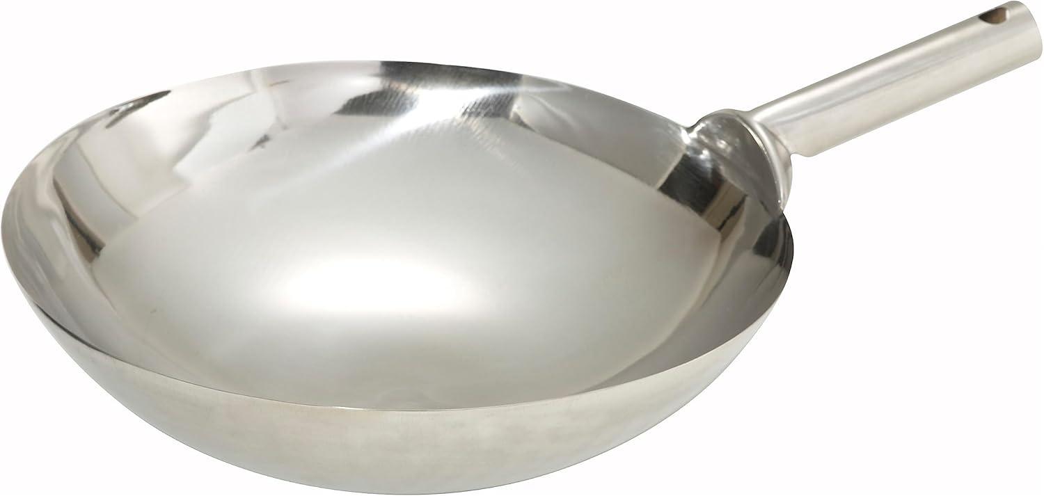 Winco 14-Inch Stainless Steel Welded Handle Wok