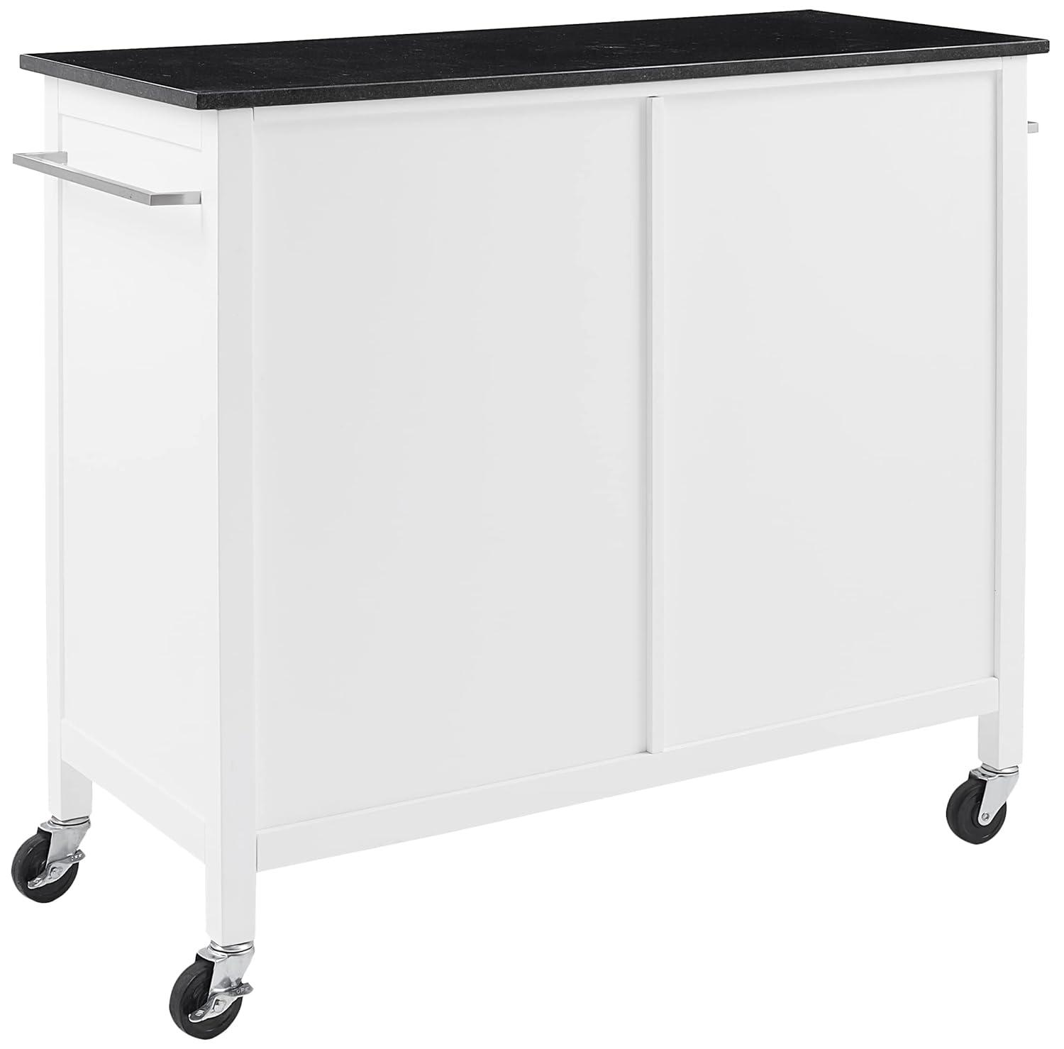 Crosley Soren Granite Top Kitchen Island/Cart Black/White: Traditional Style with Caster Wheels, Storage & Assembly Tools Provided