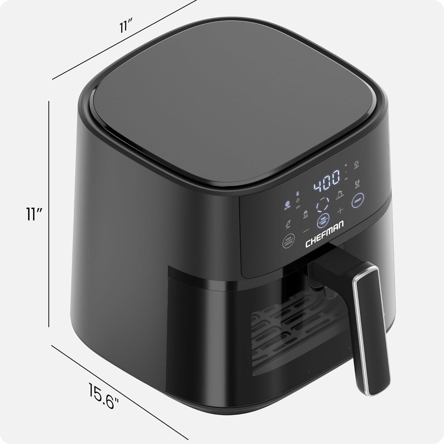 Chefman TurboFry Touch 6-Qt Easy-View Air Fryer w/ 4 Cooking Presets and 450°F Hi-Fry Button - Black