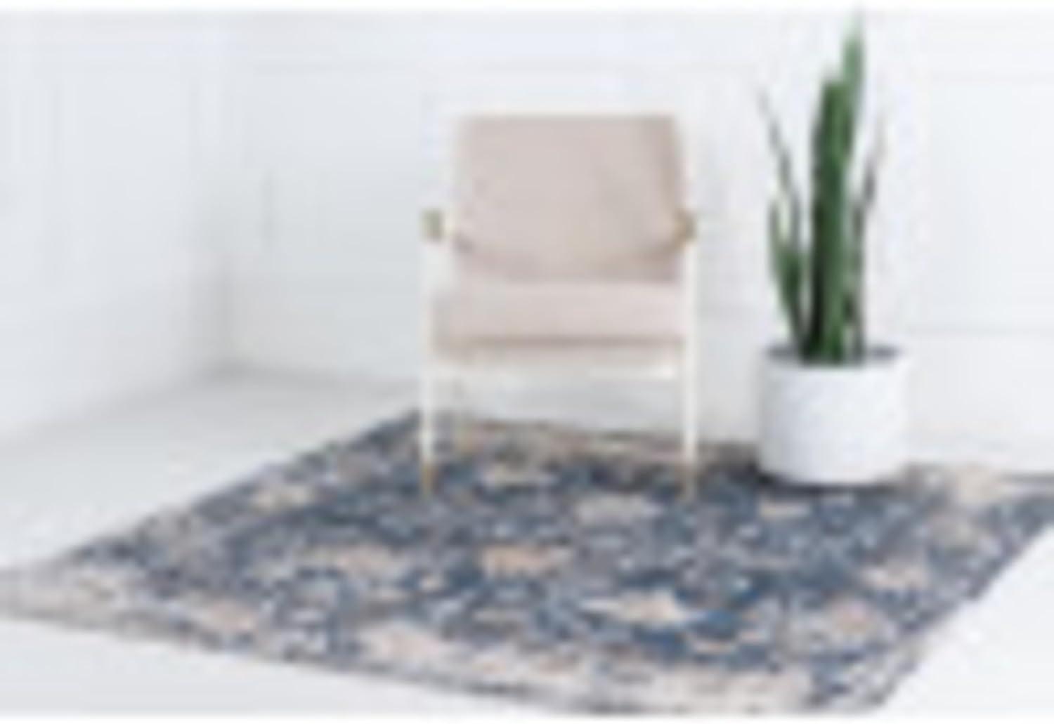 Unique Loom Portland Collection Area Rug - Central (4' 1" Square Blue/Beige)
