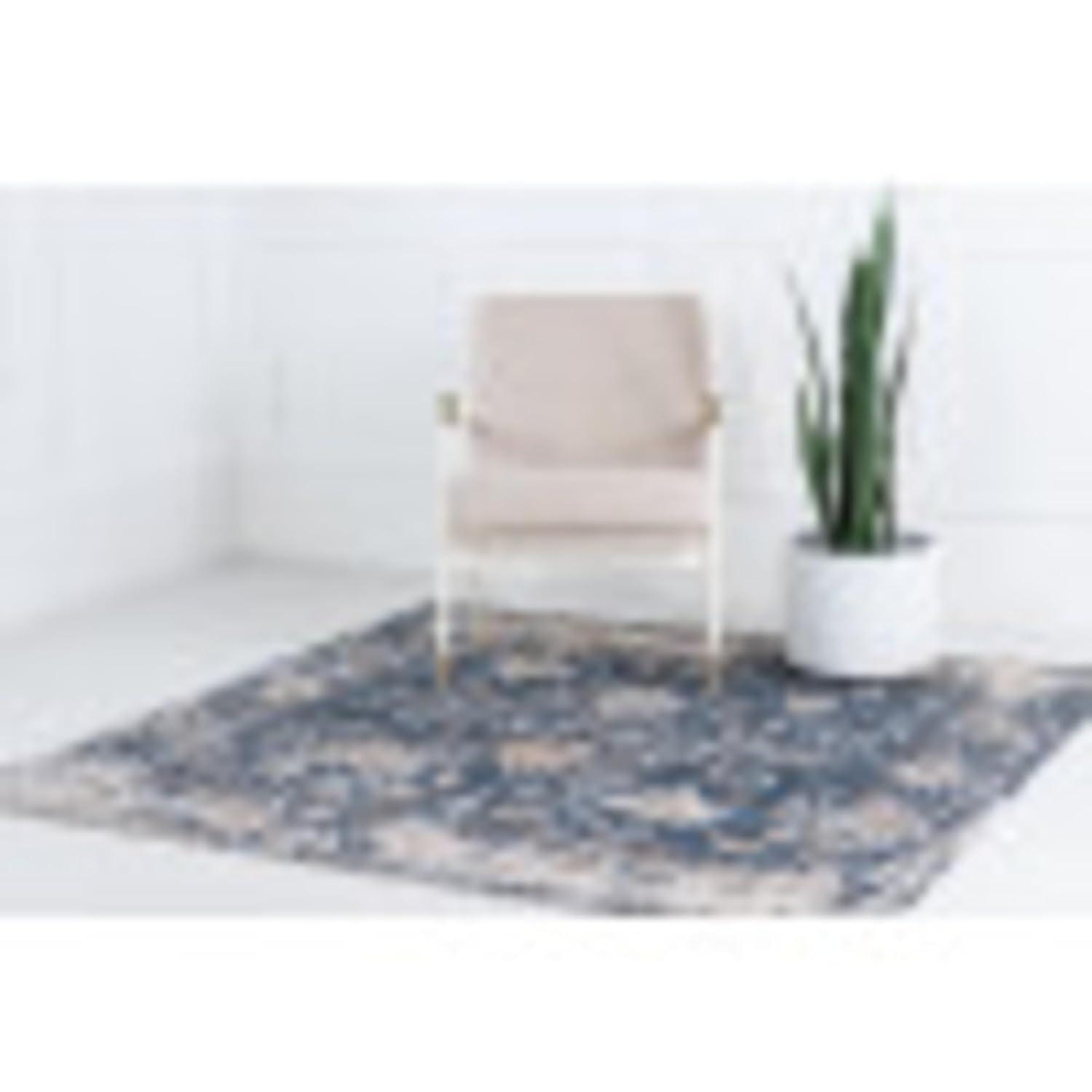 Unique Loom Portland Collection Area Rug - Central (4' 1" Square Blue/Beige)