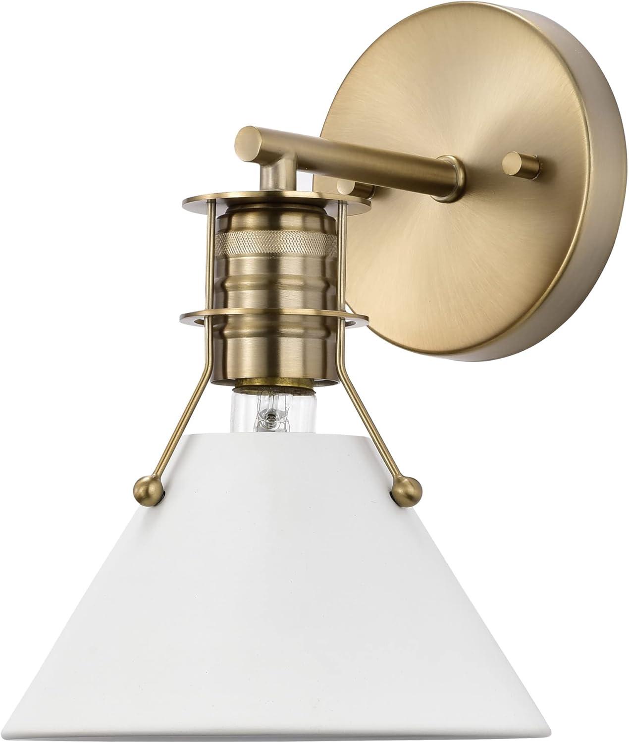 Nuvo Lighting Outpost 1 Light Wall Sconce Matte White with Burnished Brass