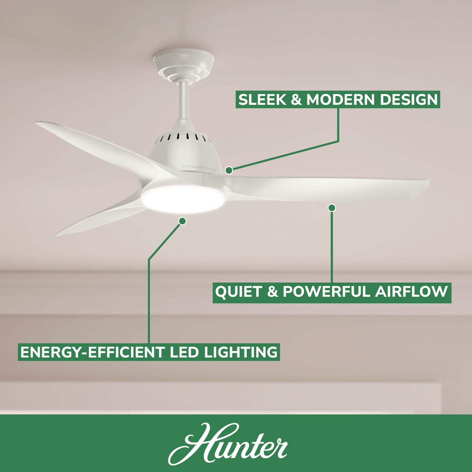 Casablanca Fan 52" Wisp 3 - Blade LED Standard Ceiling Fan with Remote Control and Light Kit Included