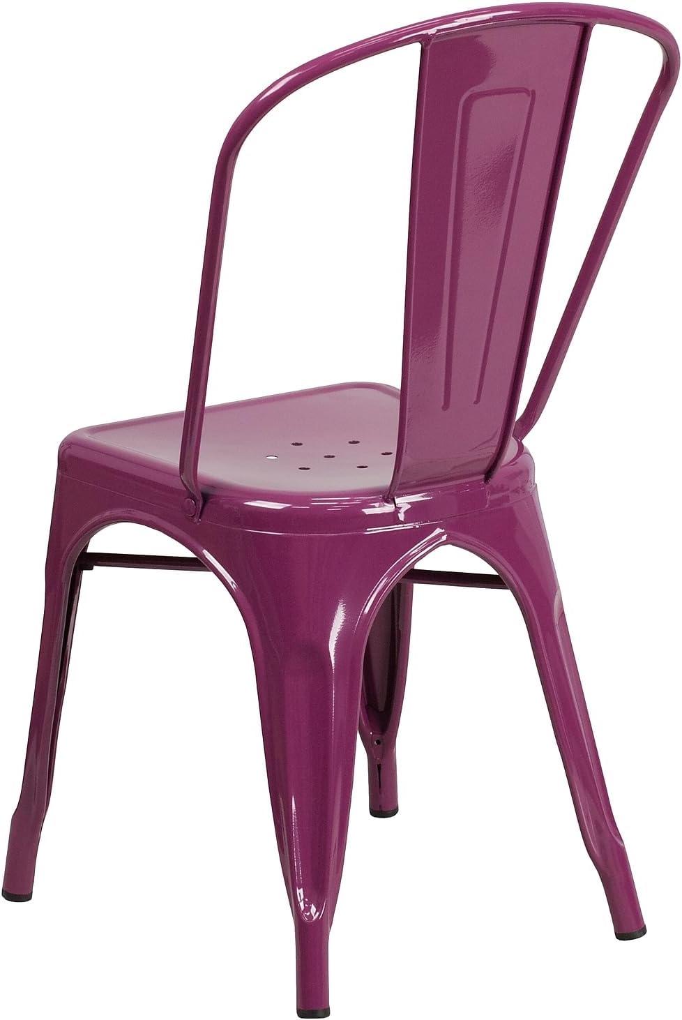 Flash Furniture Commercial Grade Purple Metal Indoor-Outdoor Stackable Chair