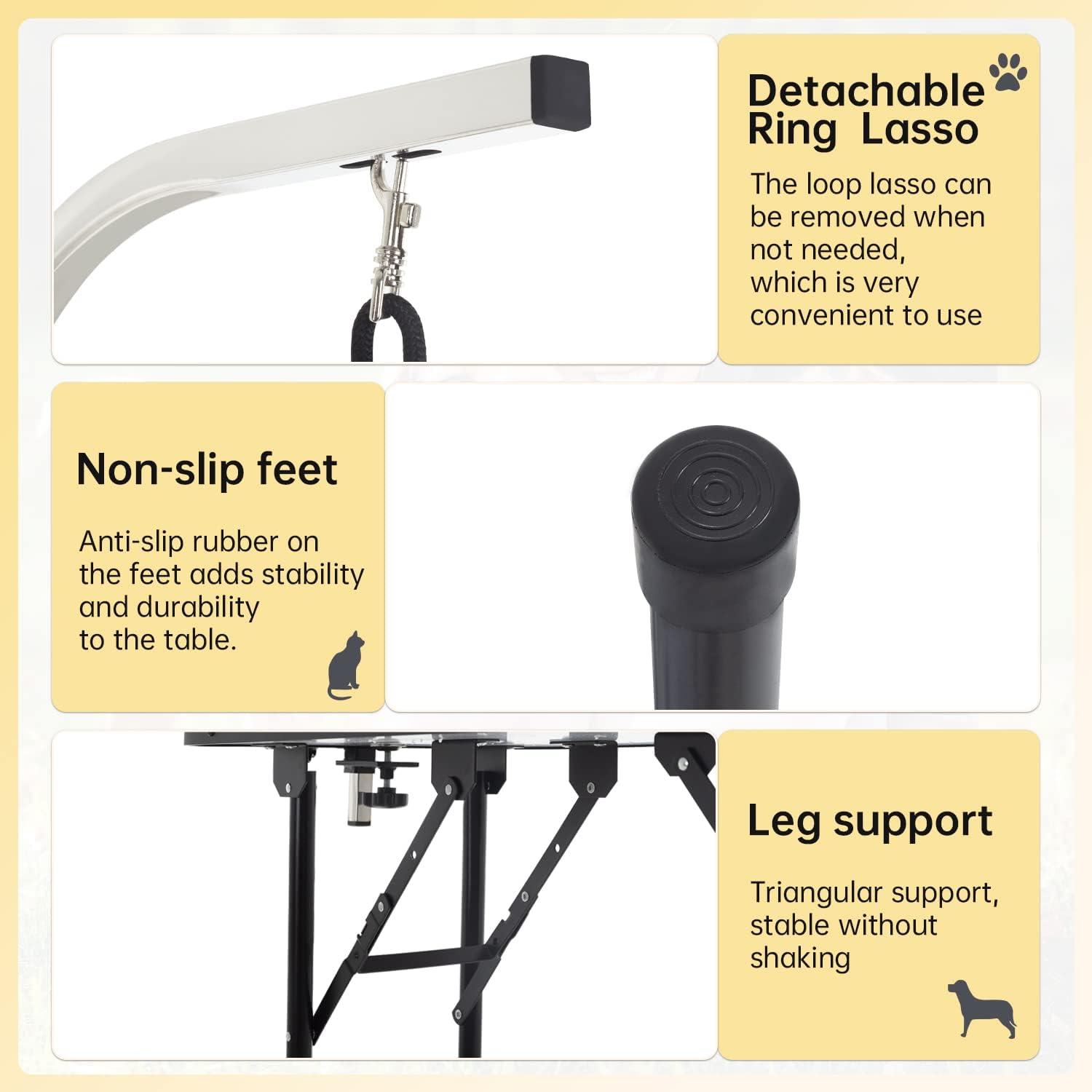 BestPet 32in 36in Dog Grooming Table Foldable Home Pet Bathing Station with Adjustable Height Portable Drying Table with Arm Noose for Medium Small Dogs (32 Inch)