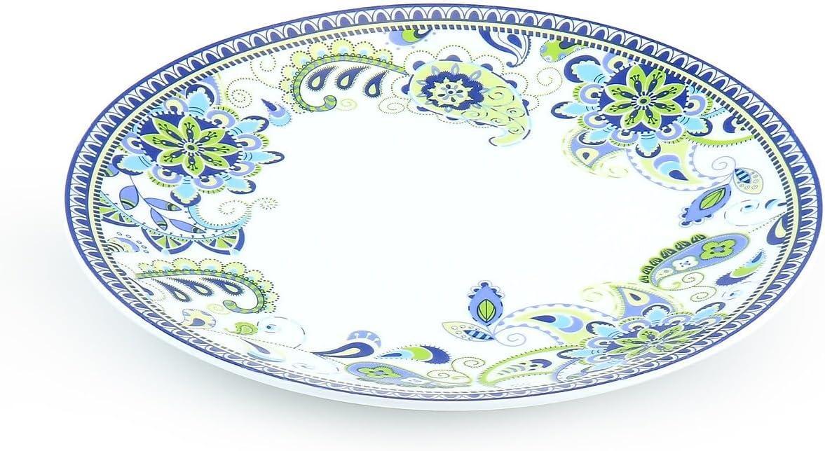 Blue and Green Mandala Porcelain Dinnerware Set, Service for 4