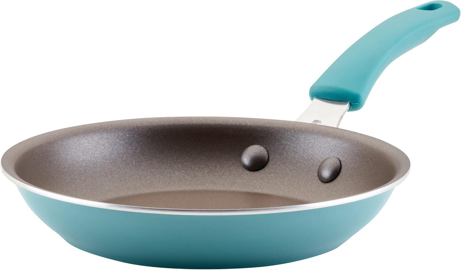 Turquoise Aluminum Nonstick 8.5-Inch Frying Pan with Silicone Handle