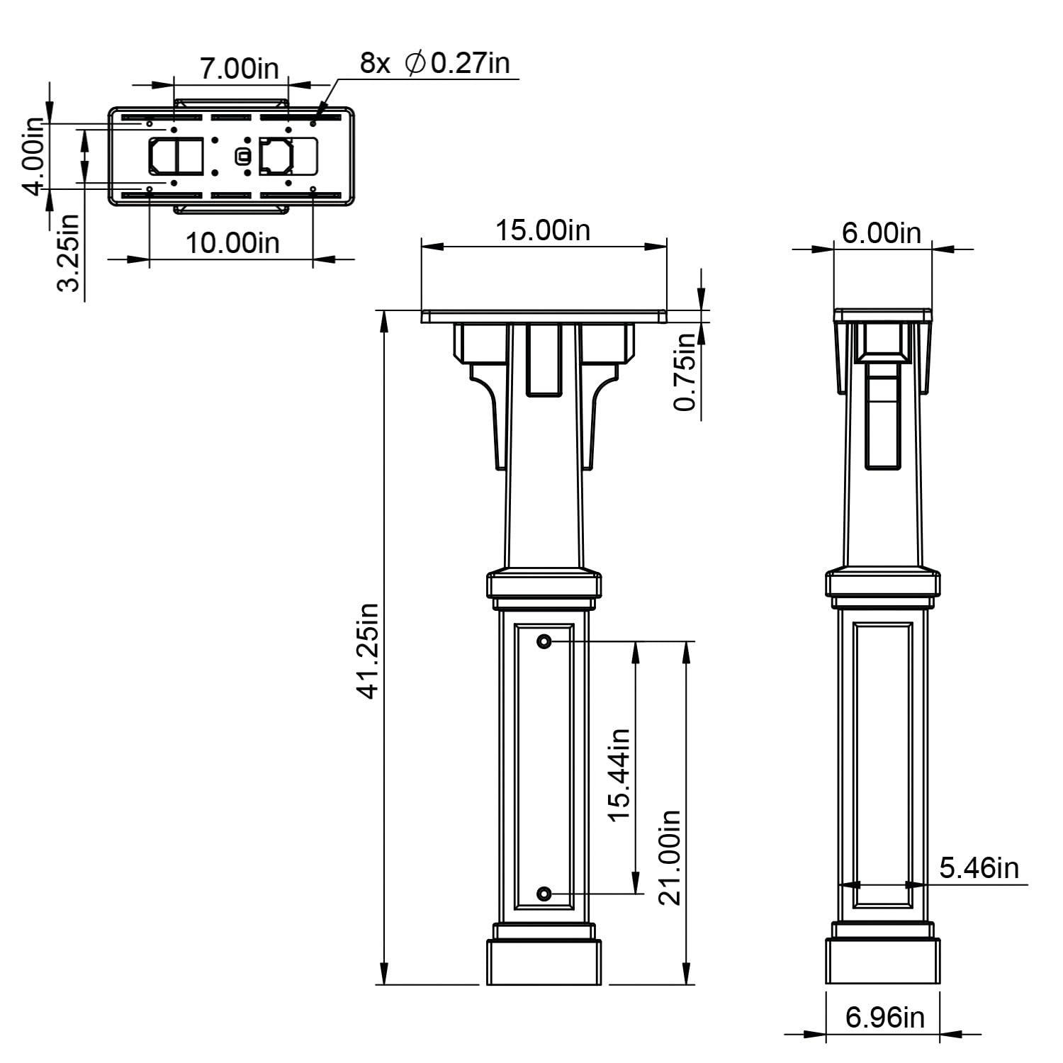Grand Haven Plastic, Top Mount, Mailbox Post, Black