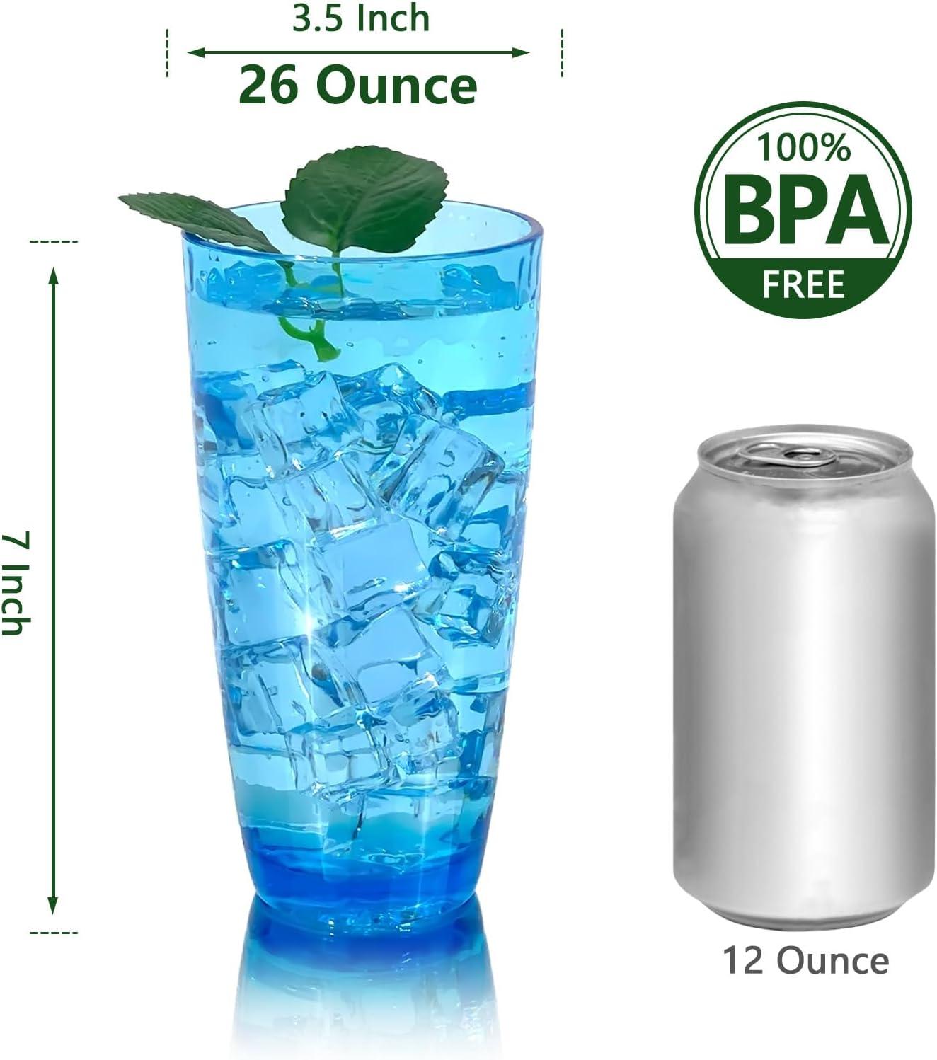 26-Ounce Large Acrylic Glasses Plastic Tumbler/Drinking Cups,Set of 6 Multi-Hammered Style,BPA Free