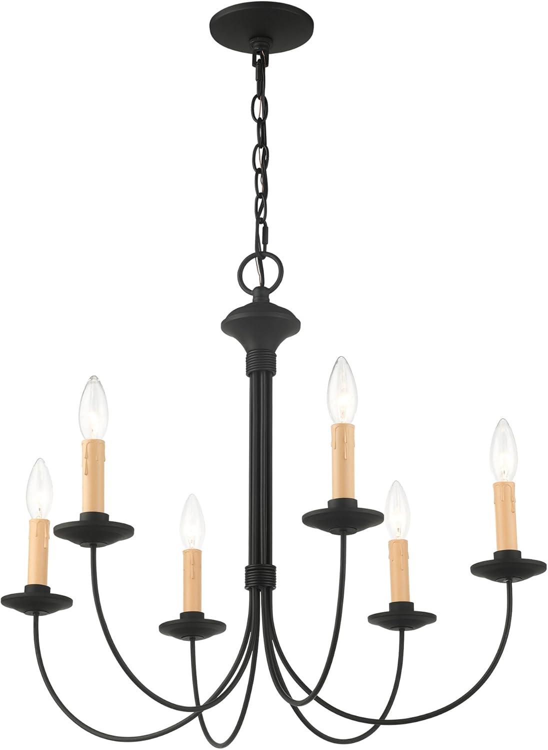 Heritage Black Steel 6-Light Candelabra Chandelier