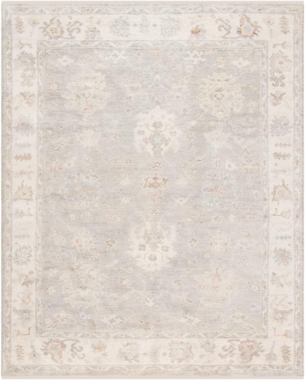 Ivory Hand-Knotted Wool Rectangular Rug, 2' x 3'