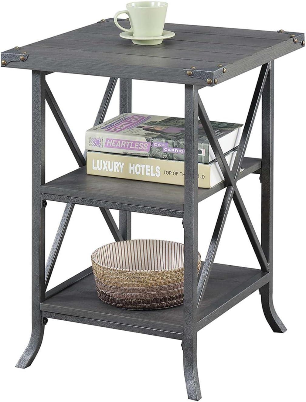 Convenience Concepts Brookline End Table, Charcoal Gray/Slate Gray Frame