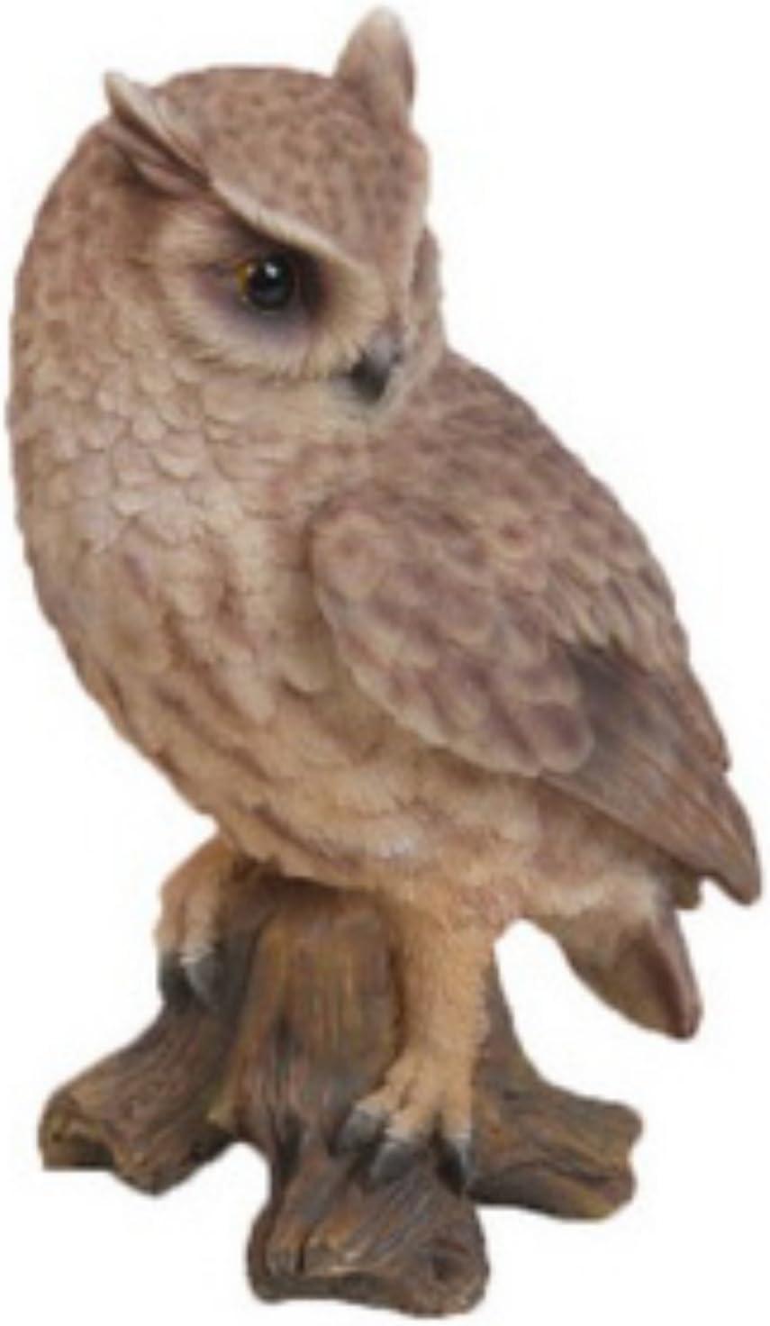 Small Brown Polyresin Screech Owl on Stump Statue