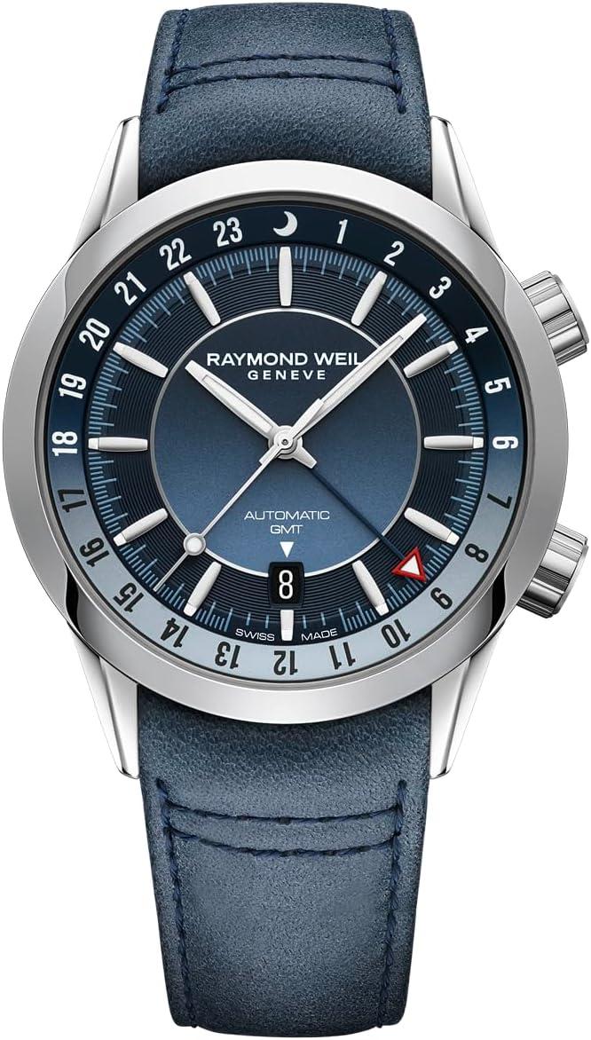 Raymond Weil Freelancer Automatic GMT Blue Dial Leather Strap Men's Watch 2761-STC-50001