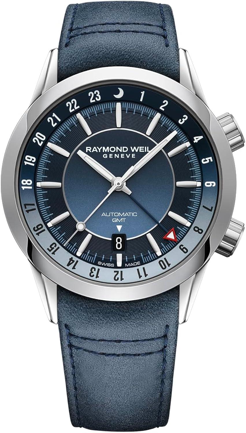 Raymond Weil Freelancer Automatic GMT Blue Dial Leather Strap Men's Watch 2761-STC-50001