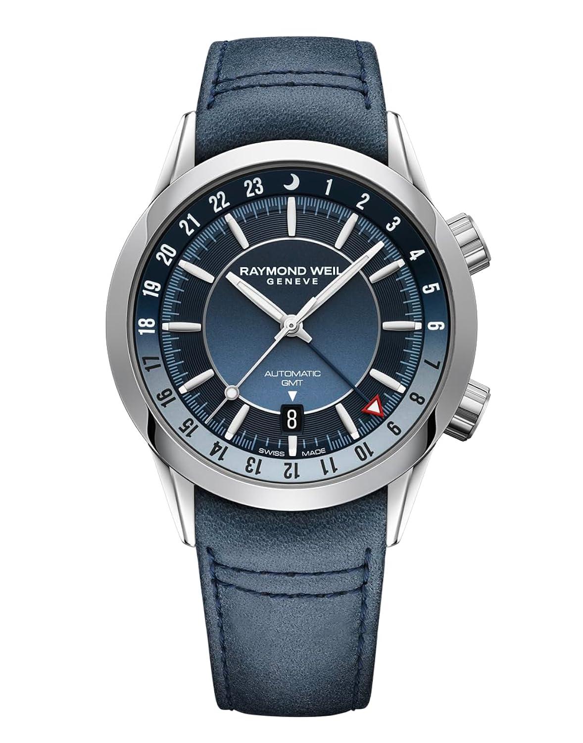 Raymond Weil Freelancer Automatic GMT Blue Dial Leather Strap Men's Watch 2761-STC-50001