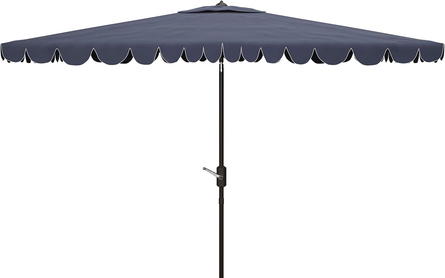 Venice 6.5 X 10 Ft Rectangle Crank Umbrella - PAT8310 - Navy/White - Safavieh