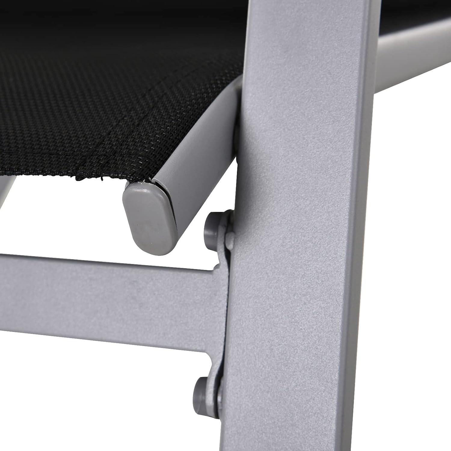 Outsunny Outdoor Modern Front Porch Patio Rocking Sling Chair - Black / Silver