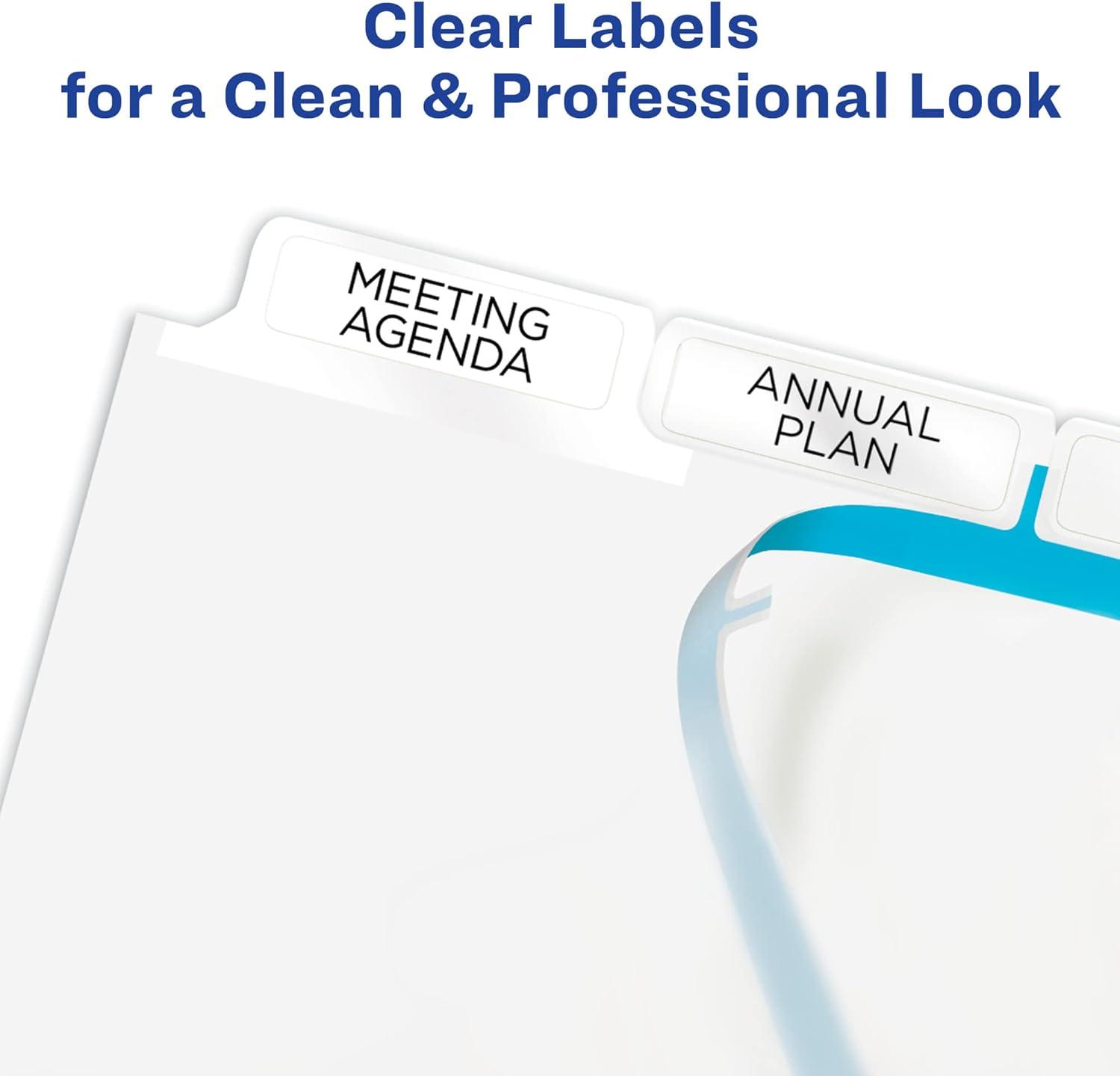 Avery Print & Apply Clear Label Dividers w/White Tabs 5-Tab Letter 5 Sets 11492