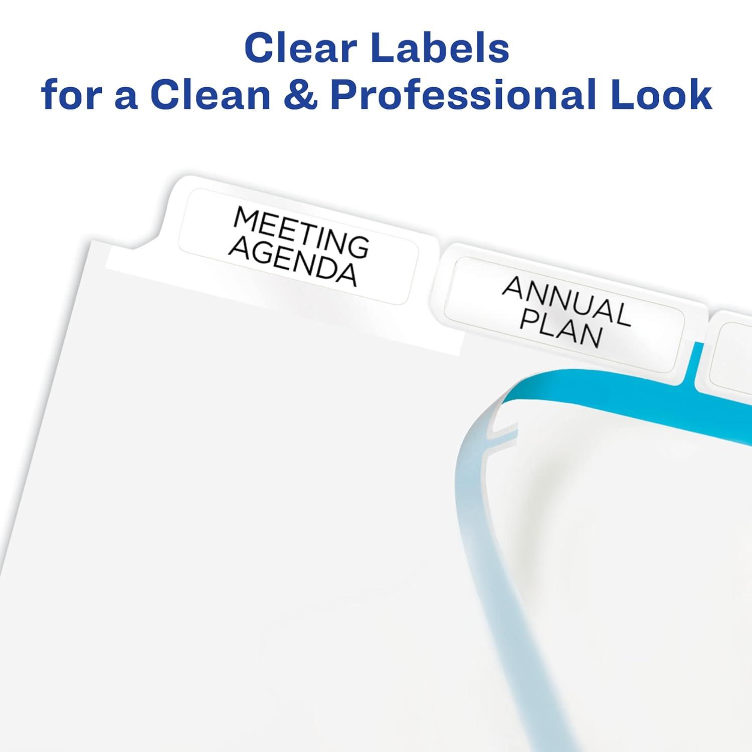 Avery Print & Apply Clear Label Dividers w/White Tabs 5-Tab Letter 5 Sets 11492